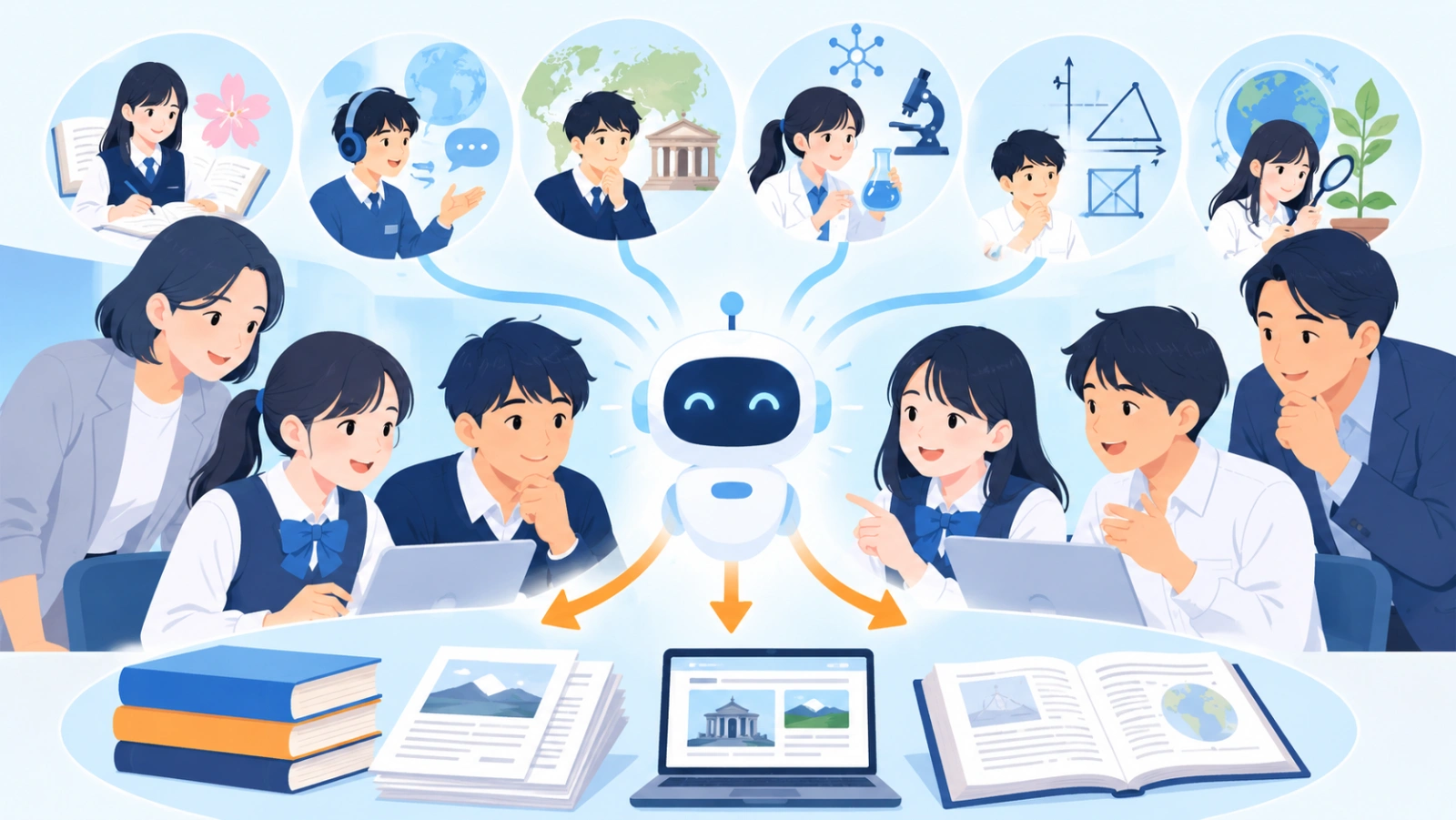 教科別にどう応用できる？を表す図解イラスト