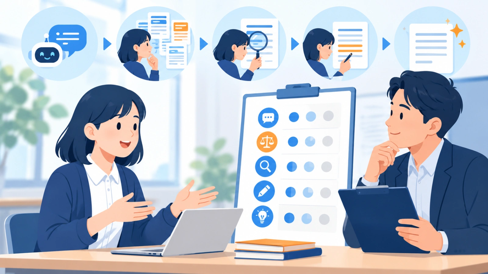 AIを使った課題をどう評価する？を表す図解イラスト