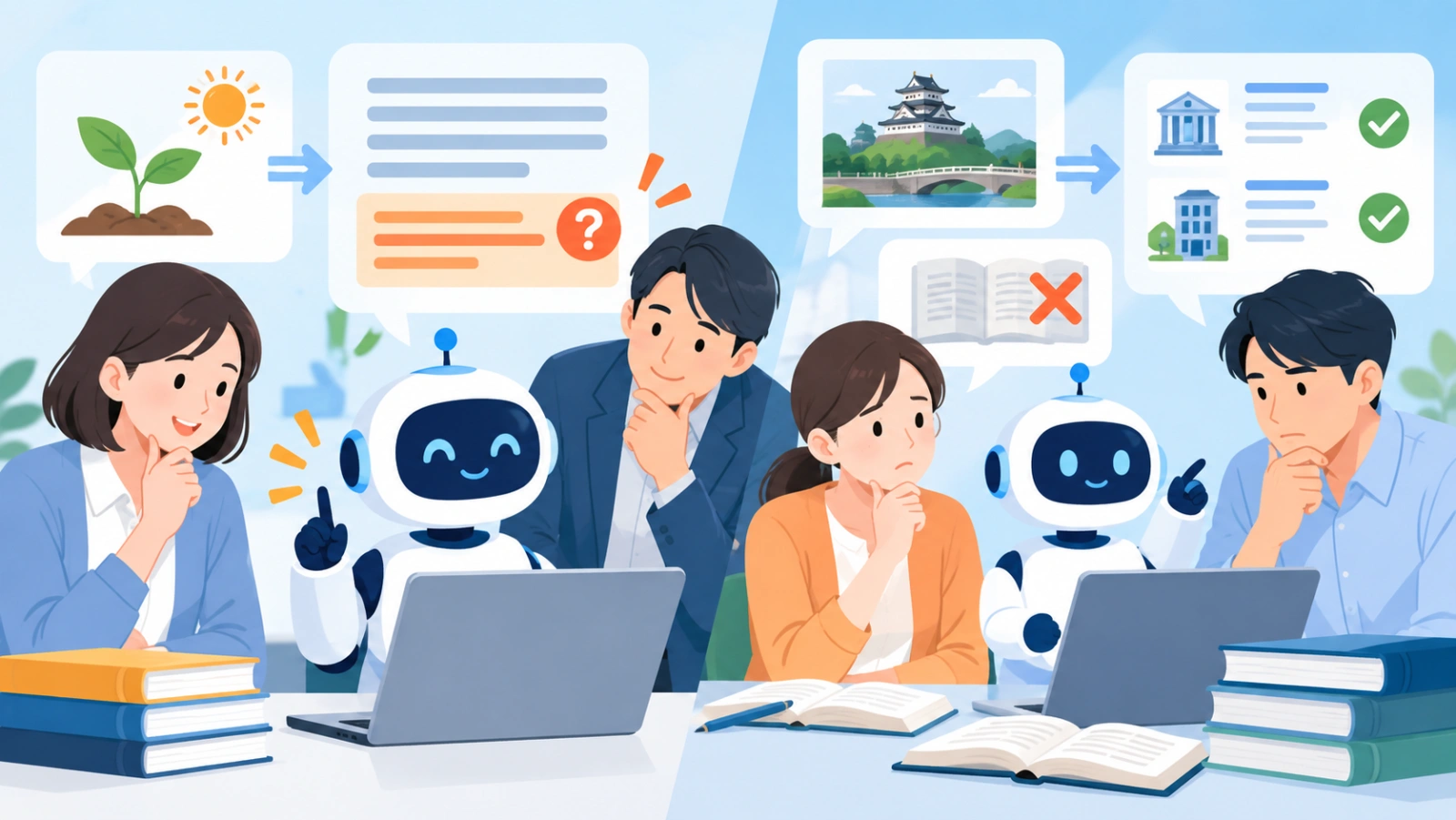 授業導入前に行う2つの検証を表す図解イラスト