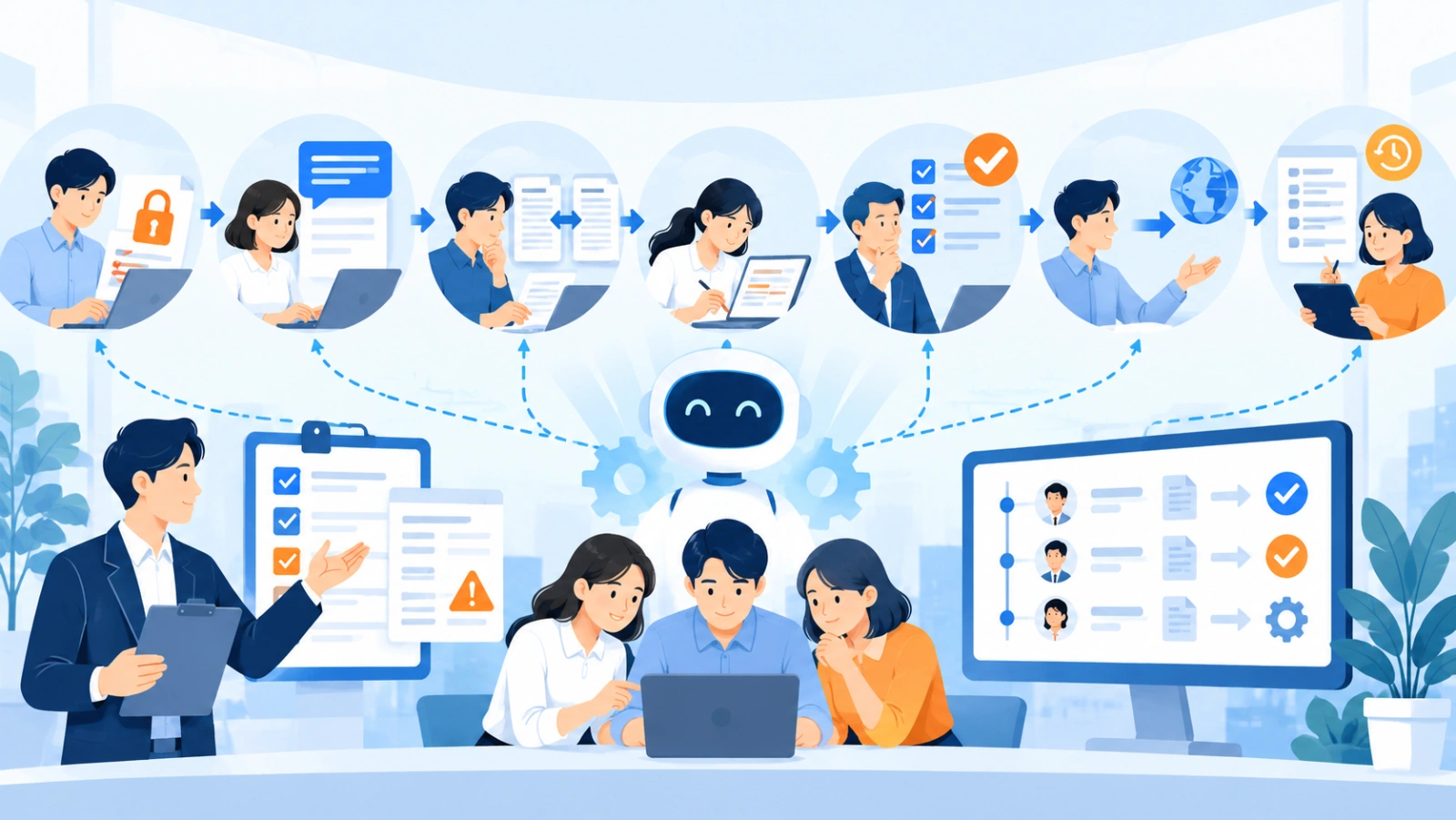 安全な運用フローを表す図解イラスト