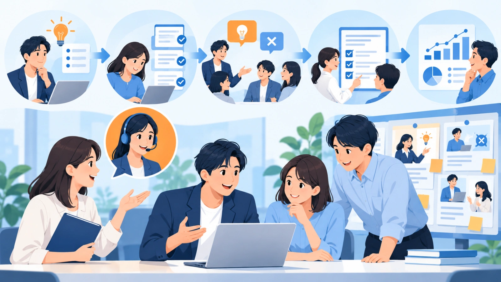研修後30日の定着計画を表す図解イラスト