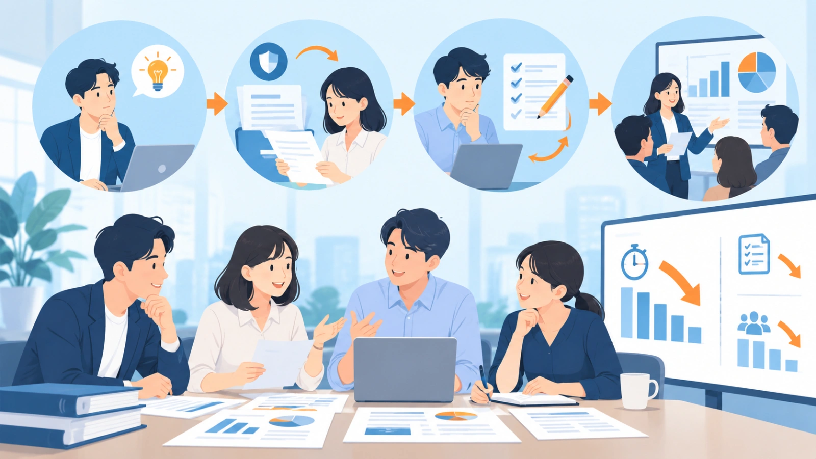 2週間で試す導入計画を表す図解イラスト