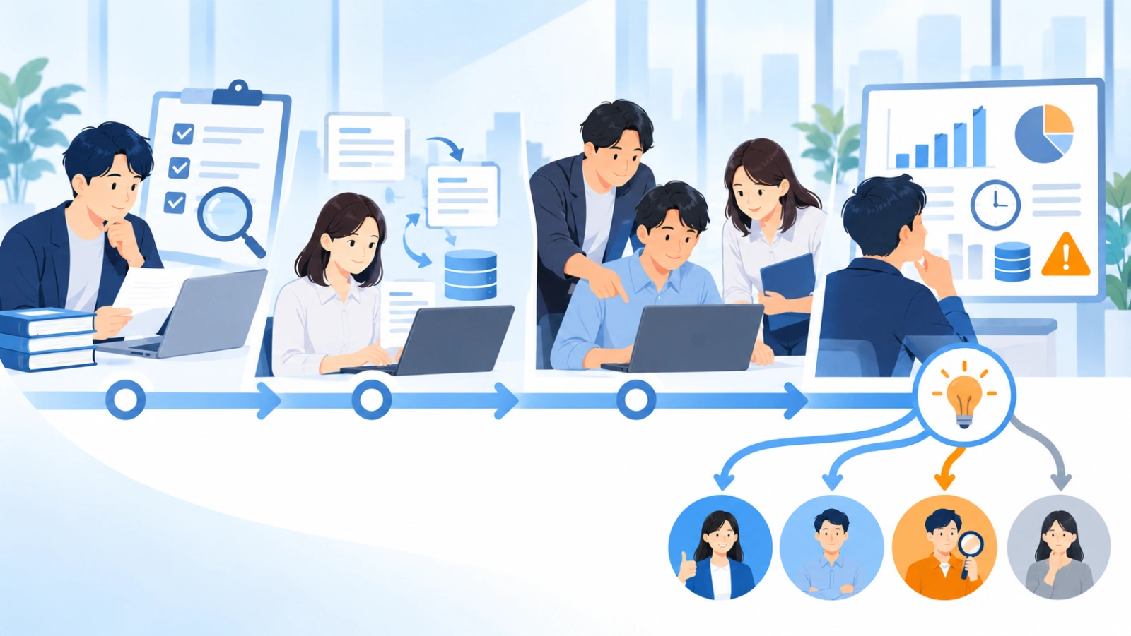 30日導入計画を表す図解イラスト