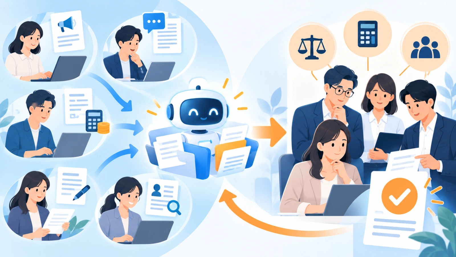 自動化してよい範囲・残すべき人の判断を表す図解イラスト