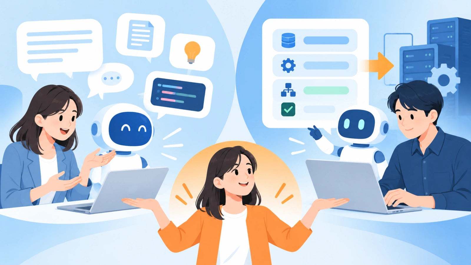 ChatGPTのような文章生成AIと何が違う？を表す図解イラスト