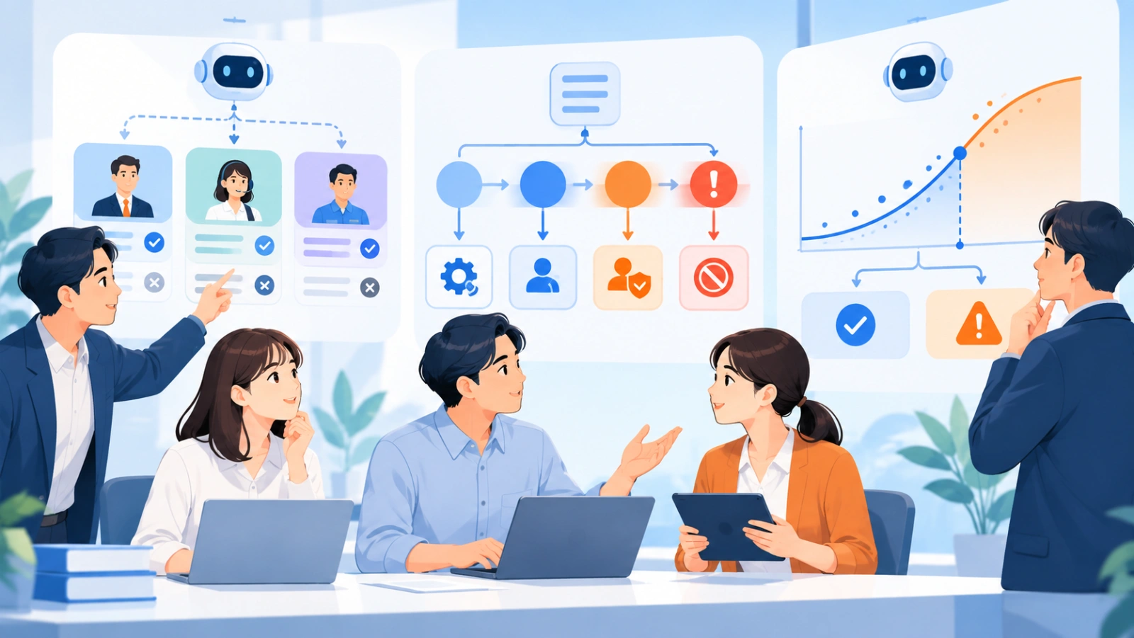 3つの出力型を業務要件へ落とし込むを表す図解イラスト
