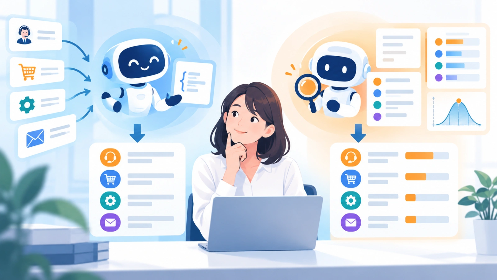 同じ業務をChatGPTとJevで比較するを表す図解イラスト